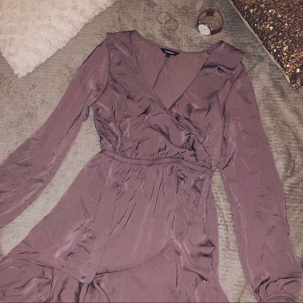 lilac long sleeve wrap dress ~